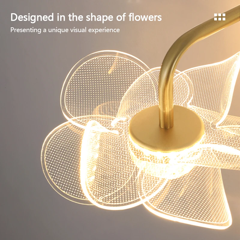 Modern LED Wall Lamp Luxury Flower Shape Bedroom Bedside Study Dining Room Living Room Background Wall Lamp Decorative Light