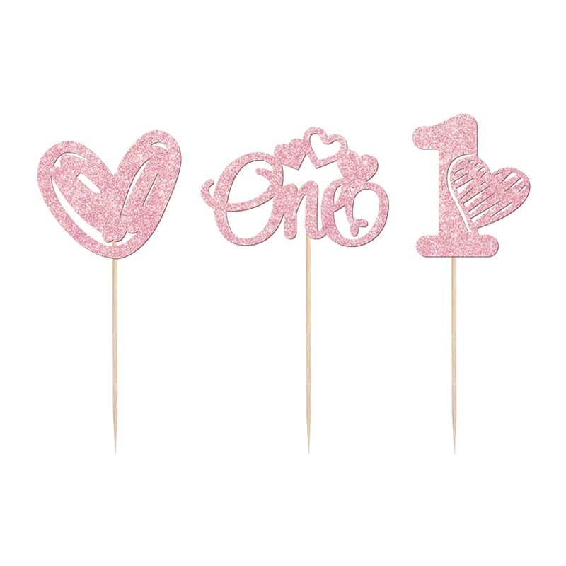 YOMDID 24 Stück Cupcake-Picks zum Valentinstag, 1. Geburtstag, Cupcake-Topper, One Love Heart Picks, Kuchendekorationen, Partyzubehör – Detail 6
