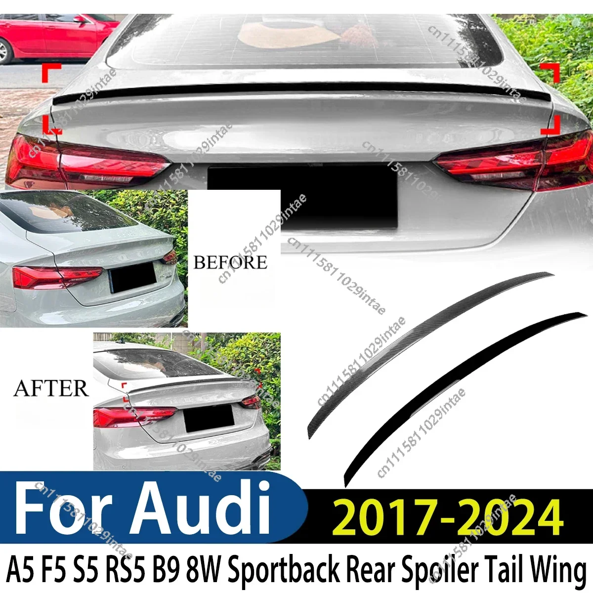 For Audi A5 F5 S5 RS5 B9 8W Sportback 2017-2024 Car Rear Spoiler Tail Wing Splitter Auto Accessories Modification Exterior Trim