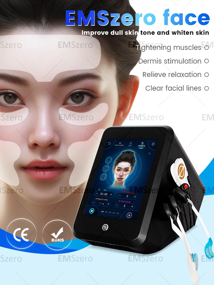 Portable EMSzero facial lifting RF facial electrode pad, skin tightening and stimulating high-intensity electromagnetic machine