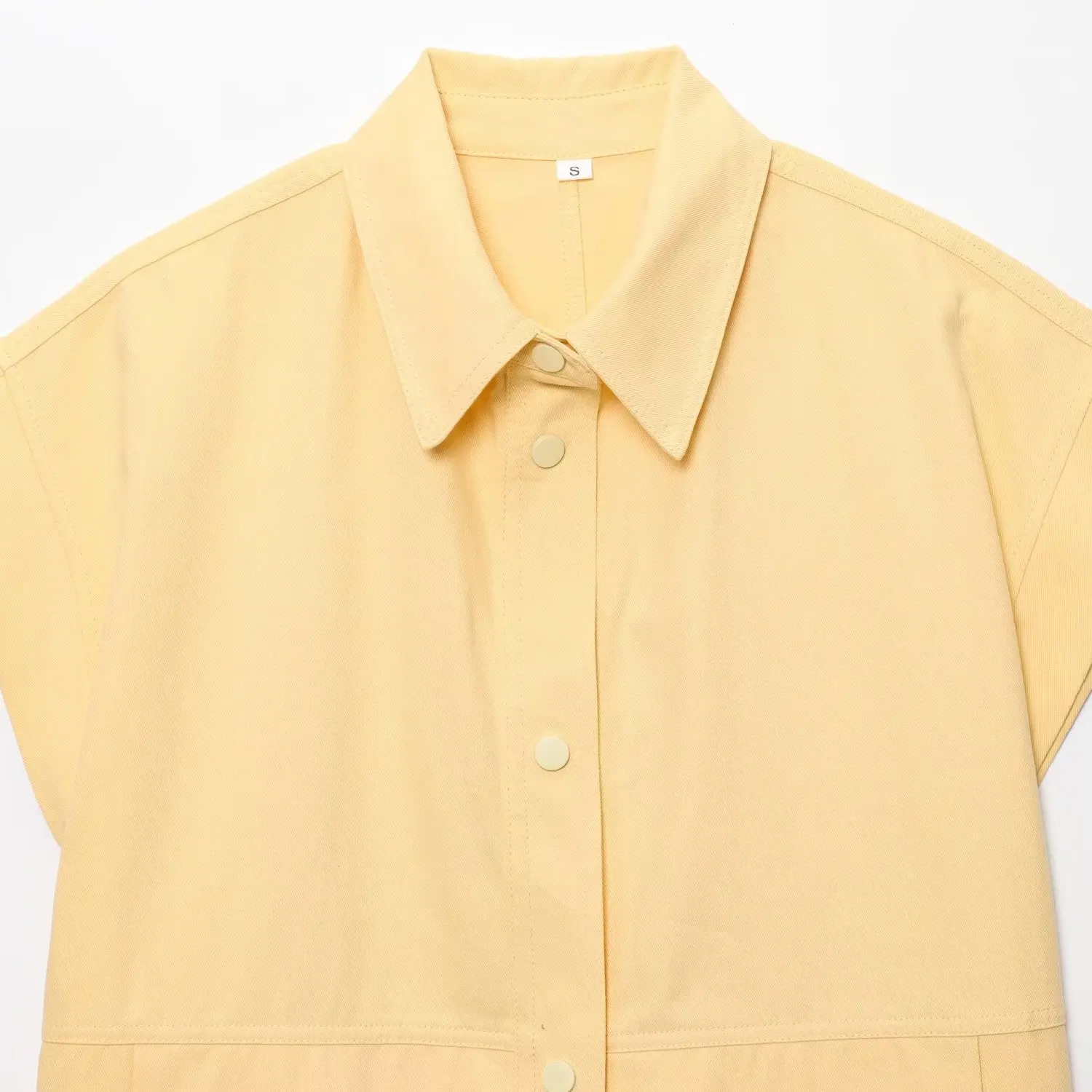 JNLEAOG 春の新作 レディース ルーズベスト ファッションデザイン カジュアルスタイル ポリエステル繊維 半袖 ボタンアップ 無地シャツ