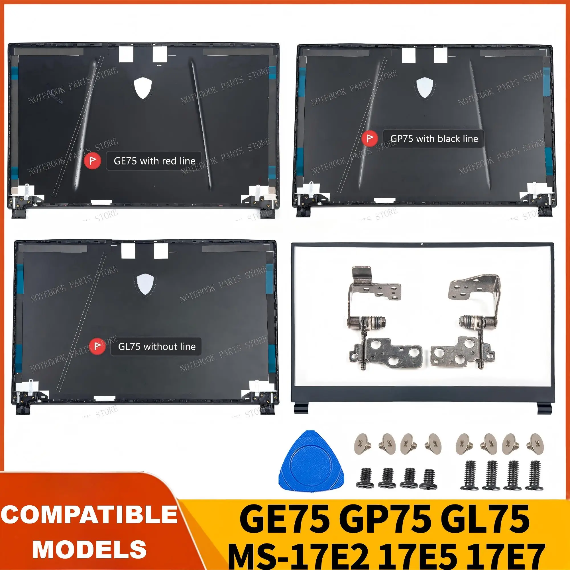 Obudowa laptopa do GE75 GP75 GL75 RAIDER/Leopard 8SG 9SE MS-17E3 17E7 17E9 Nowa tylna pokrywa Zawiasy ramki PC Części zamienne