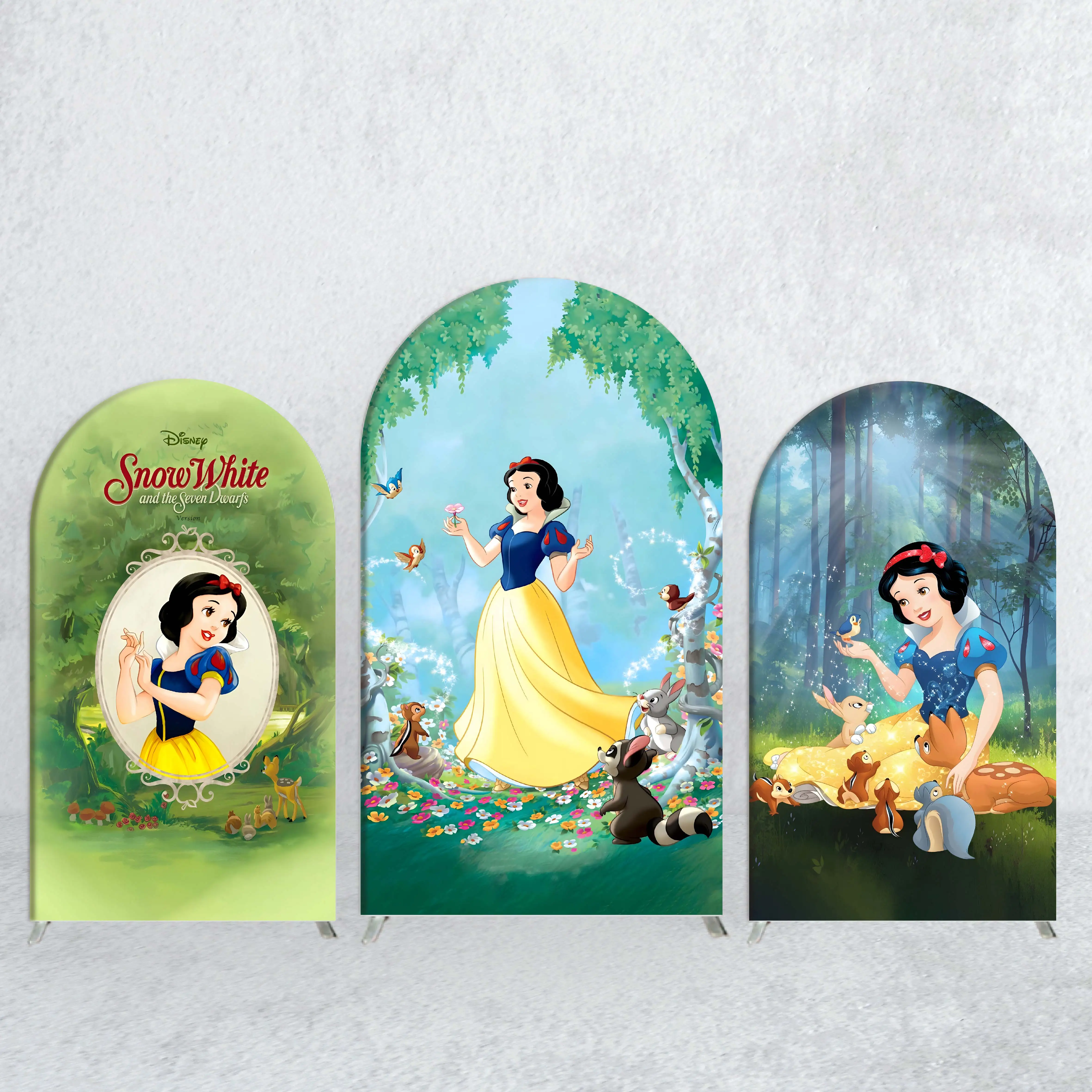 

Snow White Arched Backdrop Elastic Banner Girl's Birthday Party Supplies Disney Photography Background Wall Balloon Decoration