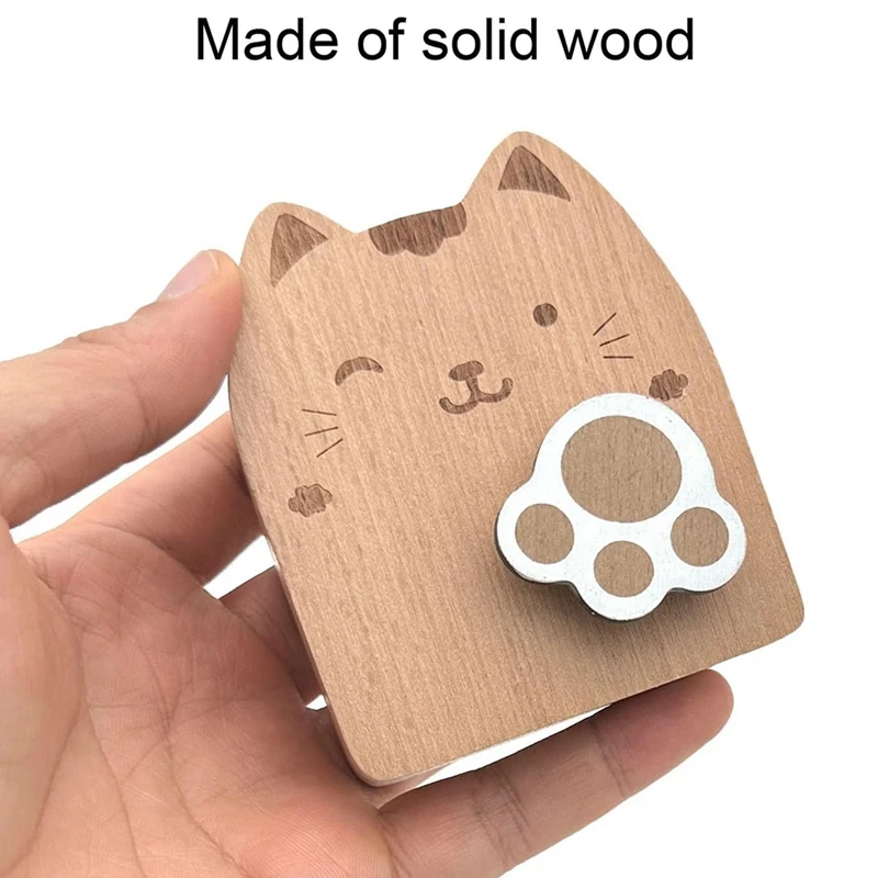 Wood Cat Wind Up Music Box, Rotating Mechanism Movement Musical For Birthday Gifts