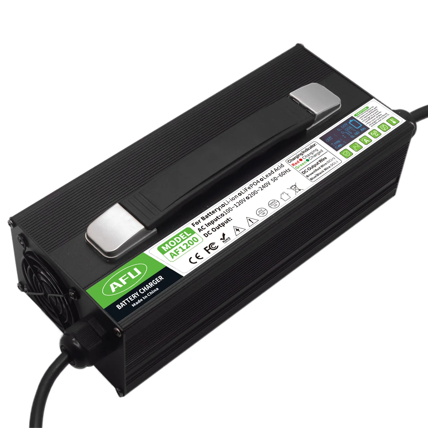 43.8V 25A LiFePO4 Battery Charger With Fan OLED Display Used For 12S 36V 38.4V LiFePO4 Battery Smart Charger High power products