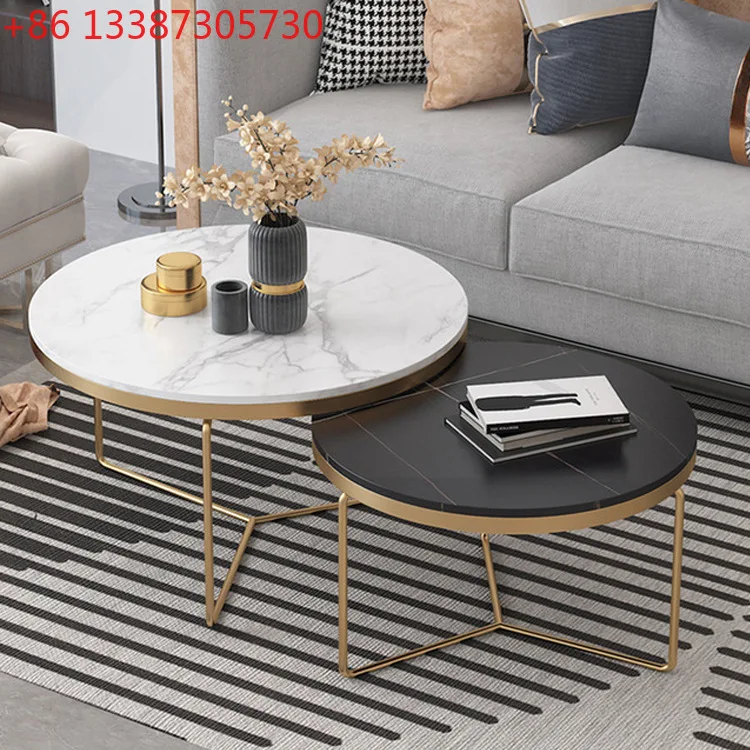 

Итальянский светлый роскошный журнальный столик из сланца, простой круглый мраморный журнальный столик для гостиной