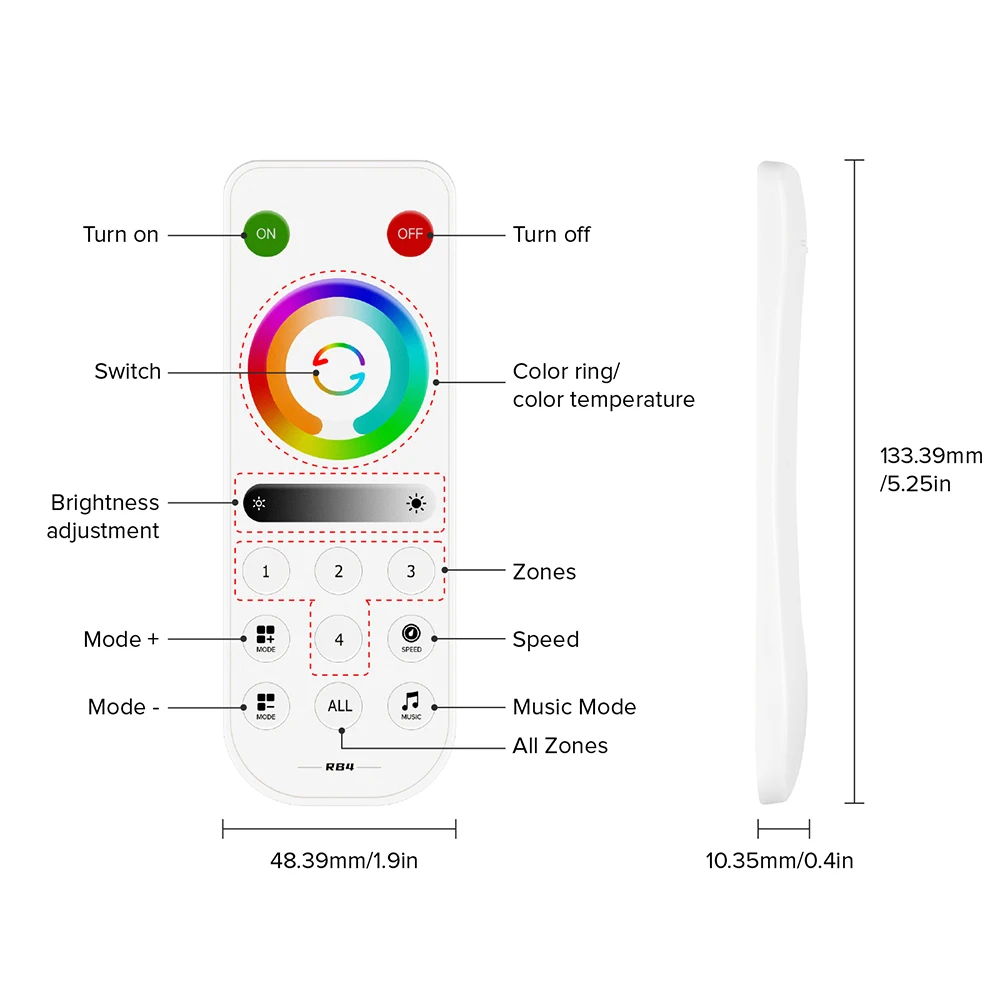 RB1-RB4 Ultrathin Touch SPI PWM LED Remote for SP63*E Controller 2.4GHz WS2812B FCOB DIM CCT RGB RGBW Pixels LED Light Strip 3V