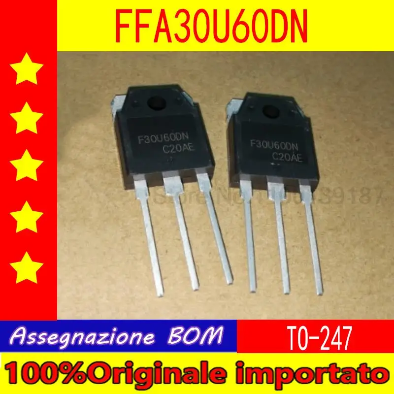  100%Originale importato 10pcs/lot  F30U60DN FFA30U60DN TO-3P fast recovery transistor 30A 600V