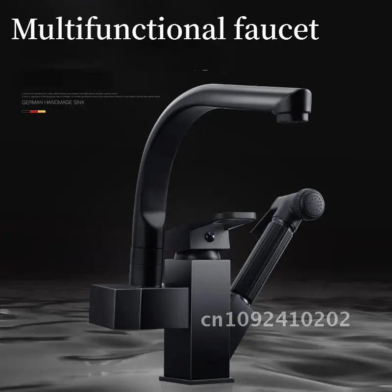 

Faucet Kitchen Sink Black Chrome Pull Out Bidet Spray Water Taps Crane Rotatable Mixer Steel Tap Hot/Cold Stainless