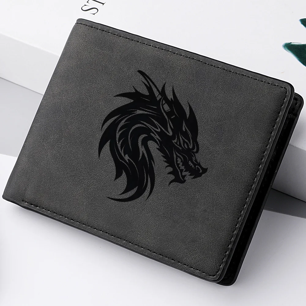 محفظة رجالية قصيرة مصنوعة من جلد البولي يوريثان وسحاب للعملات المعدنية وحامل أموال أمريكي عتيق