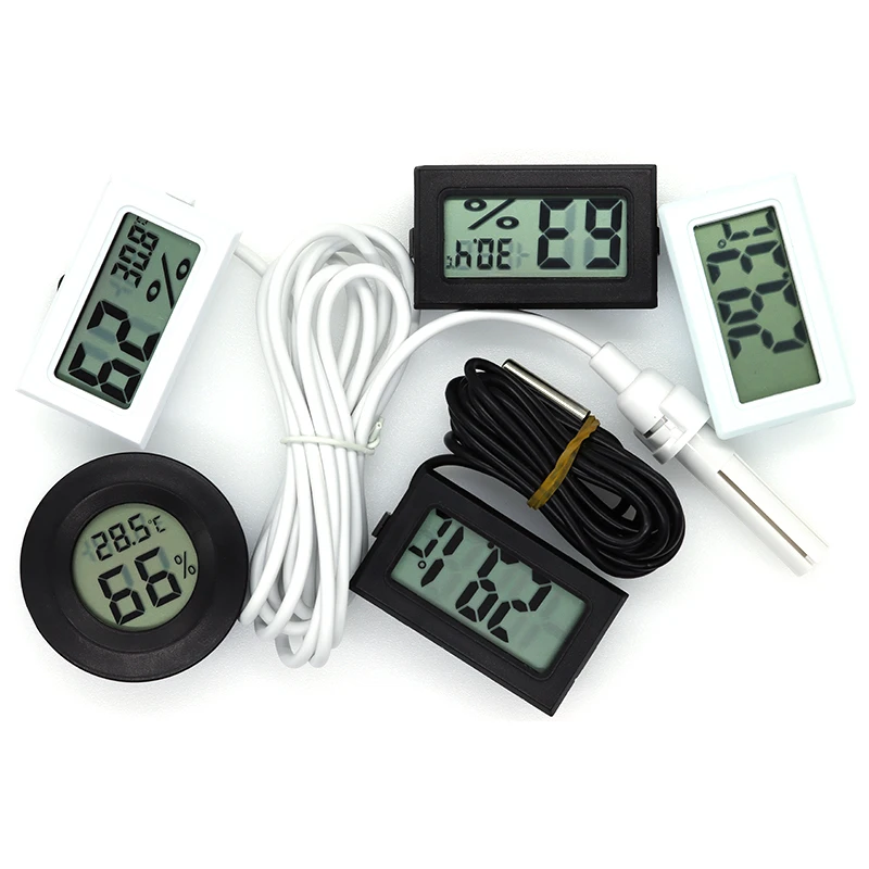 Micro LCD digital thermometer hygrometer indoor convenience temperature sensor hygrometer instrument with cable