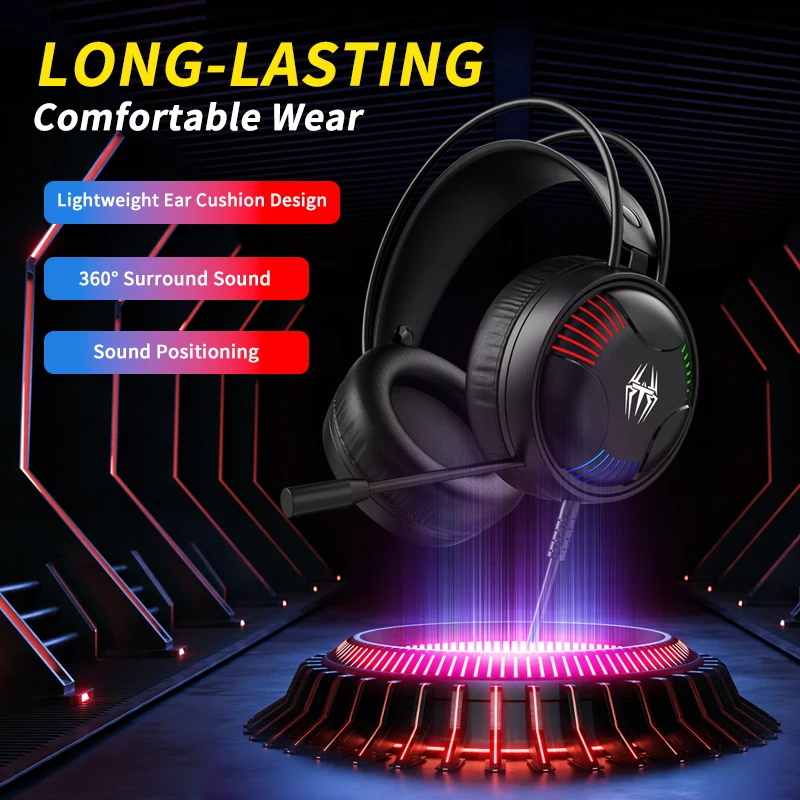 LDON L523 Professional Wired Gaming Headset with Microphone LED and USB plug Suitable for Multiple Devices Laptop Desktop