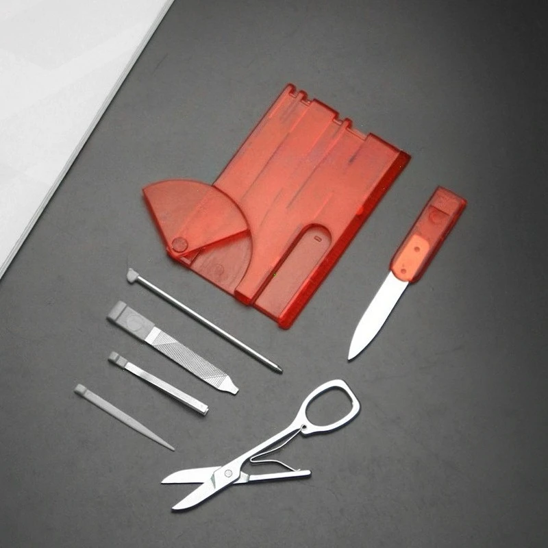 1 مجموعة التخييم في الهواء الطلق متعددة الوظائف السويسري سكين بطاقة مزيج متعددة الأغراض أدوات إنقاذ بدلة الجمال مع بطاقة أداة المصباح