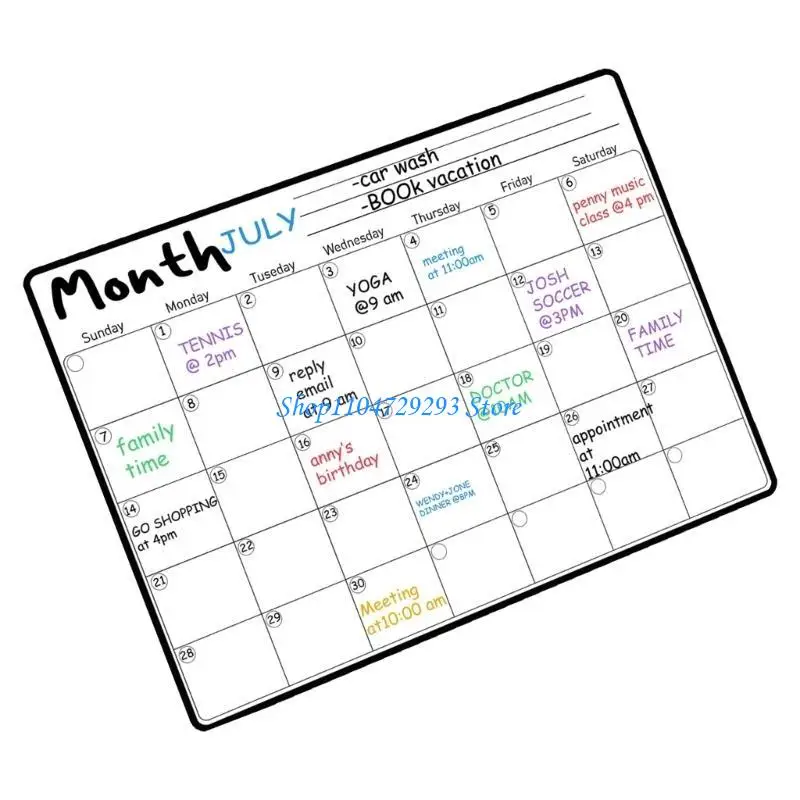Y2GD MAGNÉTIQUE MONDIAT MEMBAL CALENDRE HEBDAIRE BLAND BLAND pour les réfrigérateurs efface le calendrier Dry efface à