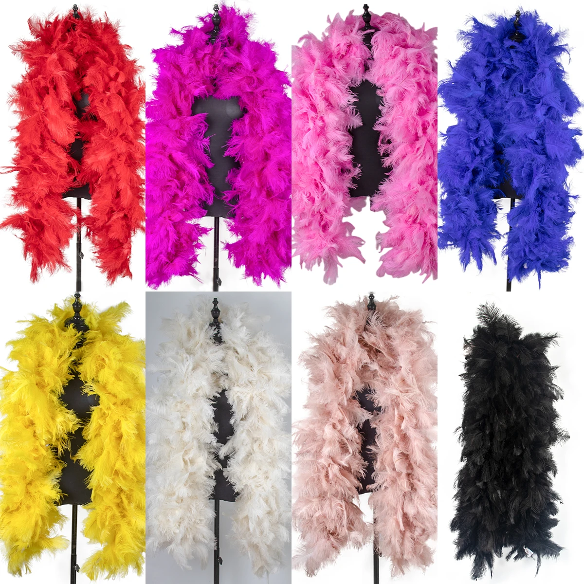 

Large Colored The Whole Ostrich Feather Boas Customized 2Meter Ostrich Boa Wedding Party Decor Scarf Shawl Show Stage Props