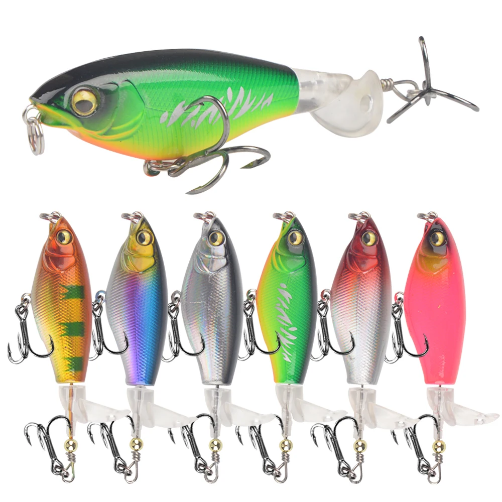1Pcs Quality Whopper Plopper 7.5cm 6.5g Topwater Popper Fishing Lure Hard Bait Wobblers Rotating Soft Tail Fishing Tackle