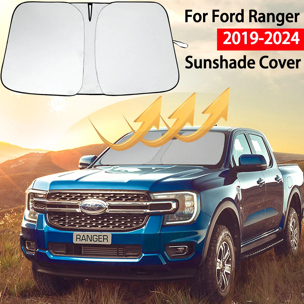 Para Ford Ranger 2019 2020 2021 2022 2023 2024 Visera de parabrisas de Coche protector solar ventana Parasol bloque Parasol Coche protección de rayos UV