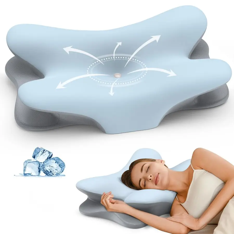 

Neck Pillow for Pain Relief Ergonomic Side Sleeper Pillow for Neck Support, Cooling Memory Foam Pillows for Sleeping, Contour Pi