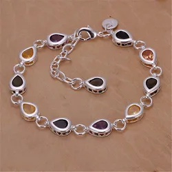 Wholesale 925 Sterling silver Noble charm Bracelets Zircon chain crystal Jewelry fashion for women wedding lady cute