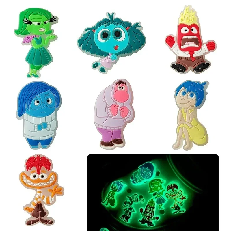 Inside Out 2 Shoes Charms Luminous Anime Croc Shoe DIY Sandals Accessories Funny for Clogs Pins Cute Shoe Buckle Decoration