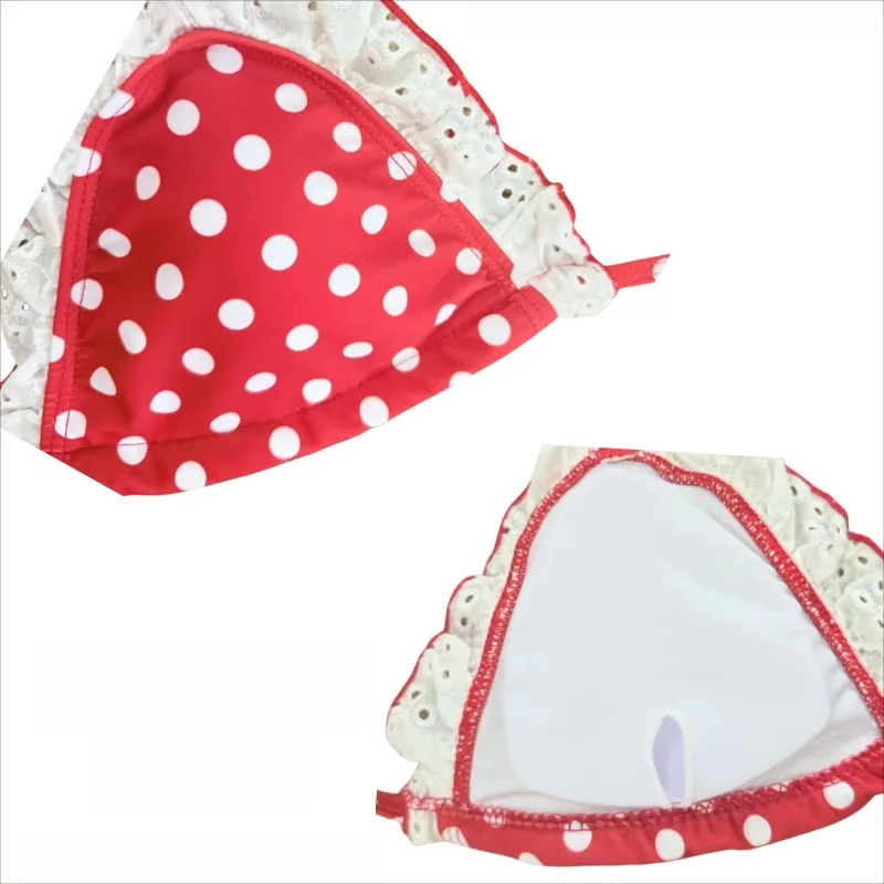 Kawaii Sweet Lolita Swimwear Women Beach Style Vintage Y2k Lace-up Beachwear Anime Cosplay Japanese Holidays Swimsuit New