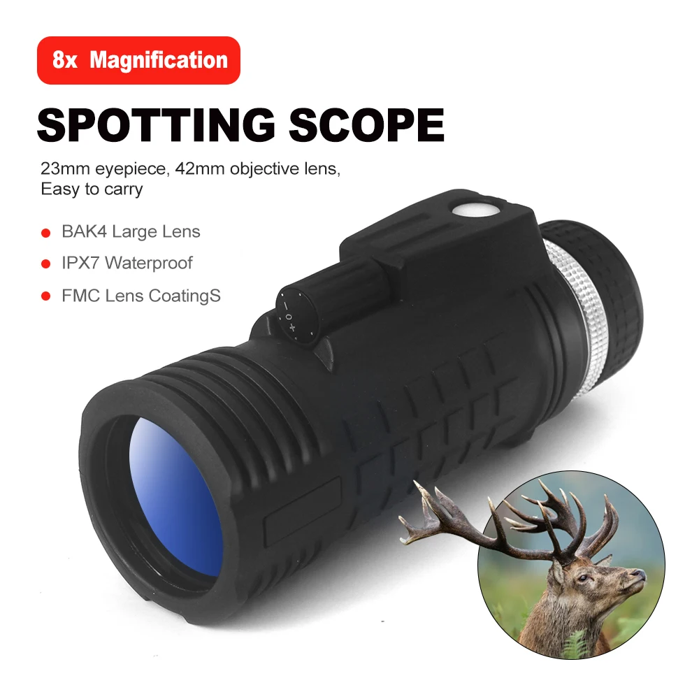 

Monocular Telescope High Power 8x42 Monoculars Scope Compact Waterproof Fogproof Shockproof With compass for Hunting Camping
