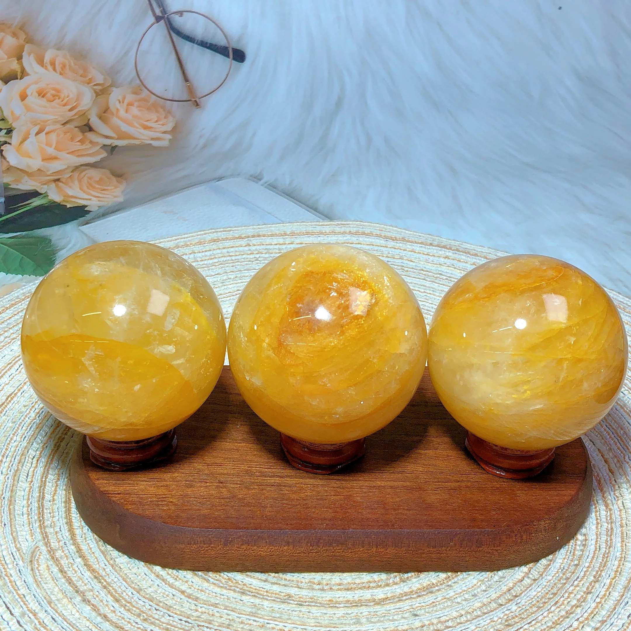 Natura Crystals Golden Healer Rainbow Flash Sphere Polished Gemstone High Quality Home Decoration Energy Healing Gift Ball