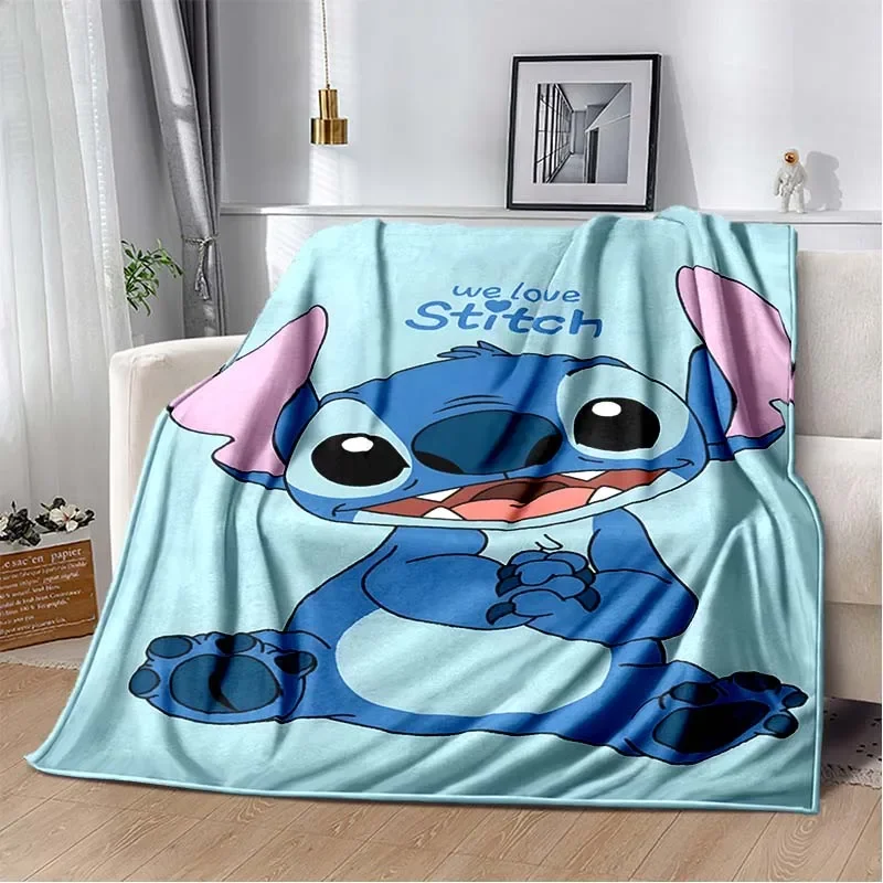 7 Sizes Warm Soft Disney Stitch Custom Blanket Fluffy Lavash Wool Sofa Plaid Plush Bedspread Winter Throw Blanket for Sofa Bed