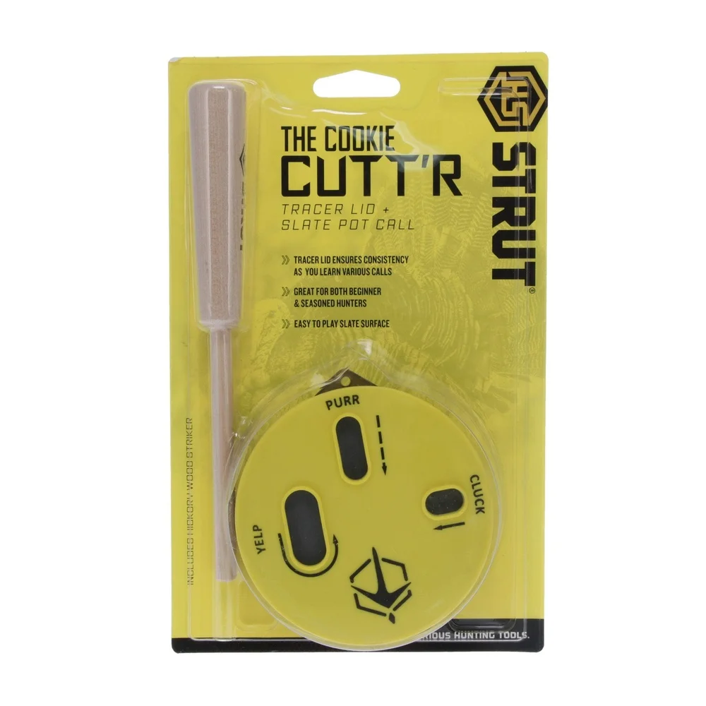 Turkey Pot Call Cookie Cutt'R Slate Call مع غطاء قابل للإزالة Yelping Clucking Purring سهل الاستخدام ملحق صيد متين