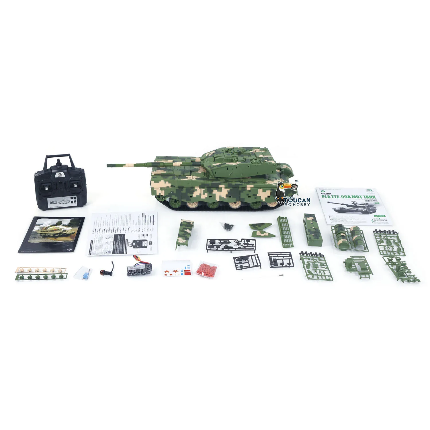 3899A Plastikowy Czołg Bojowy Heng Long 1/16 Sterowany Zdalnie Model Militarny RC Bojowy na Podczerwień z Efektami Dymu, Świateł i Dźwięków, Zasilany Bateryjnie