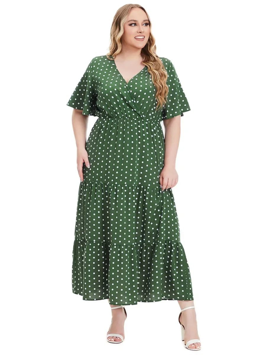 Fashion Summer Dresses 2024 for Women Dress Short Sleeve Female Elegant Clothing Dots Women's Holiday Clothes