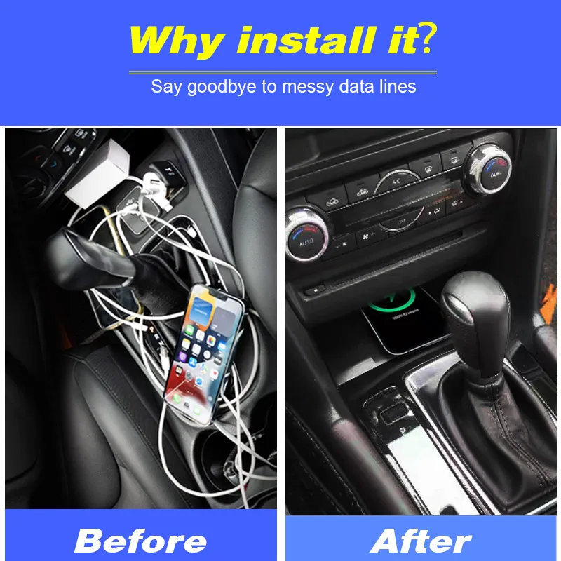 Car Wireless Charger 15w Center Console Fast Phone Charging Panel For Mazda 3 Axela BM BN Interior Accessories 2014-2018