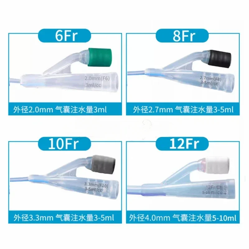 Medical Disposable Silicone Urinary Catheter 2 Way Silicone Foley Balloon Catheter for Men Women 12/14/16/18/20/22Fr Tool Parts