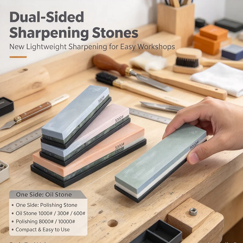 New Double-Sided Sharpening Water Stone, Front Whetstone 1000~6000, Back Polishing 8000~10000 Grit for Kitchen Knives