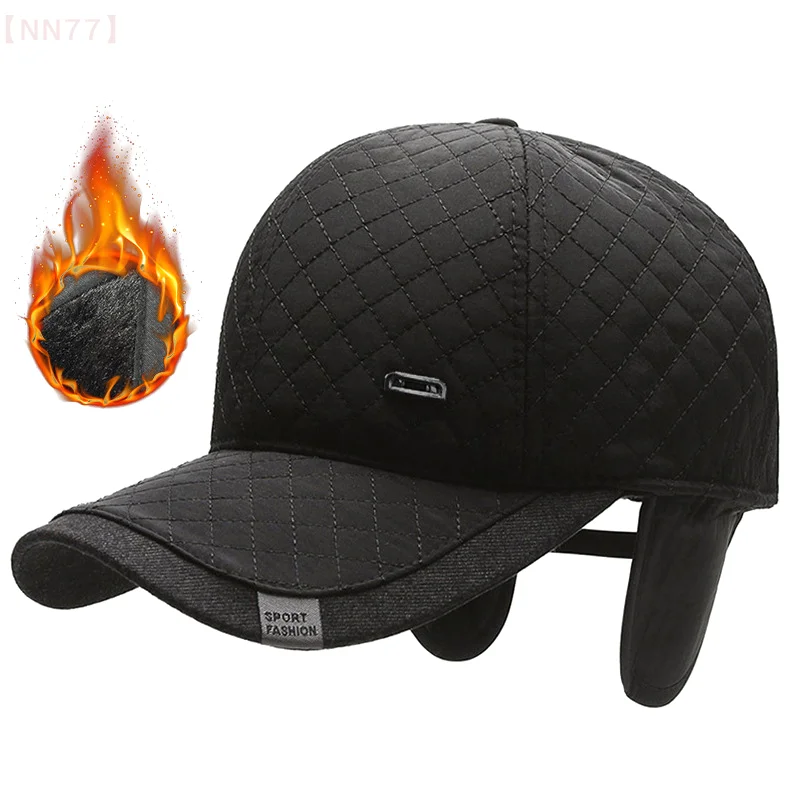 Thicker Baseball Cap Men Warm Autumn Winter Trucker Hat With Earflaps Middle-aged Elderly Hat Ears Protected Visors Dad Caps