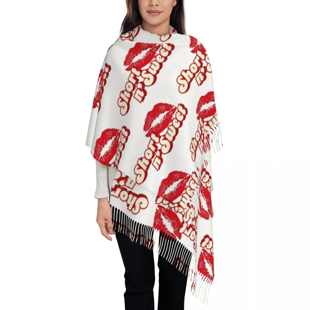 

Короткий и милый женский шарф для девочек, зимняя теплая шаль из пашмины, накидка Sabrina Carpenter, большой шарф-шаль, повседневная одежда