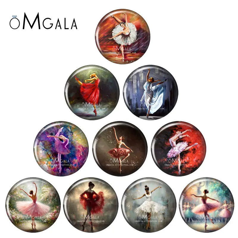 Bunte Malerei tanzen Ballett Mädchen 12mm/18mm/20mm/25mm runde Foto Glas Cabochon Demo flache Rückseite machen Ergebnisse