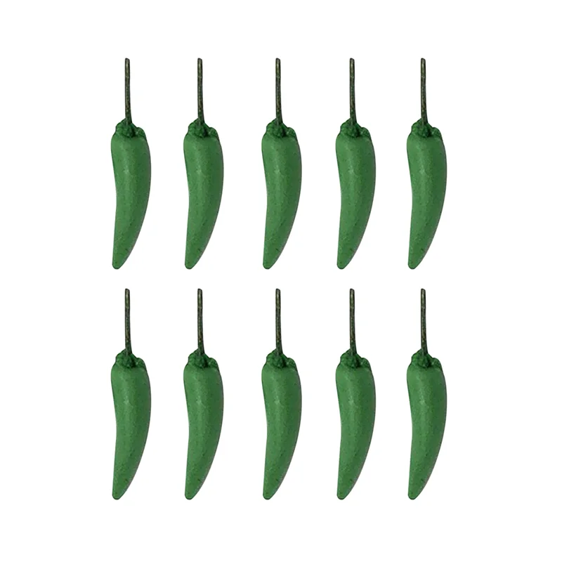 10Pcs/Lot Clay 1:12 Scale Fruit Food Vegetables Miniature Green Pepper for Doll Kitchen Toys