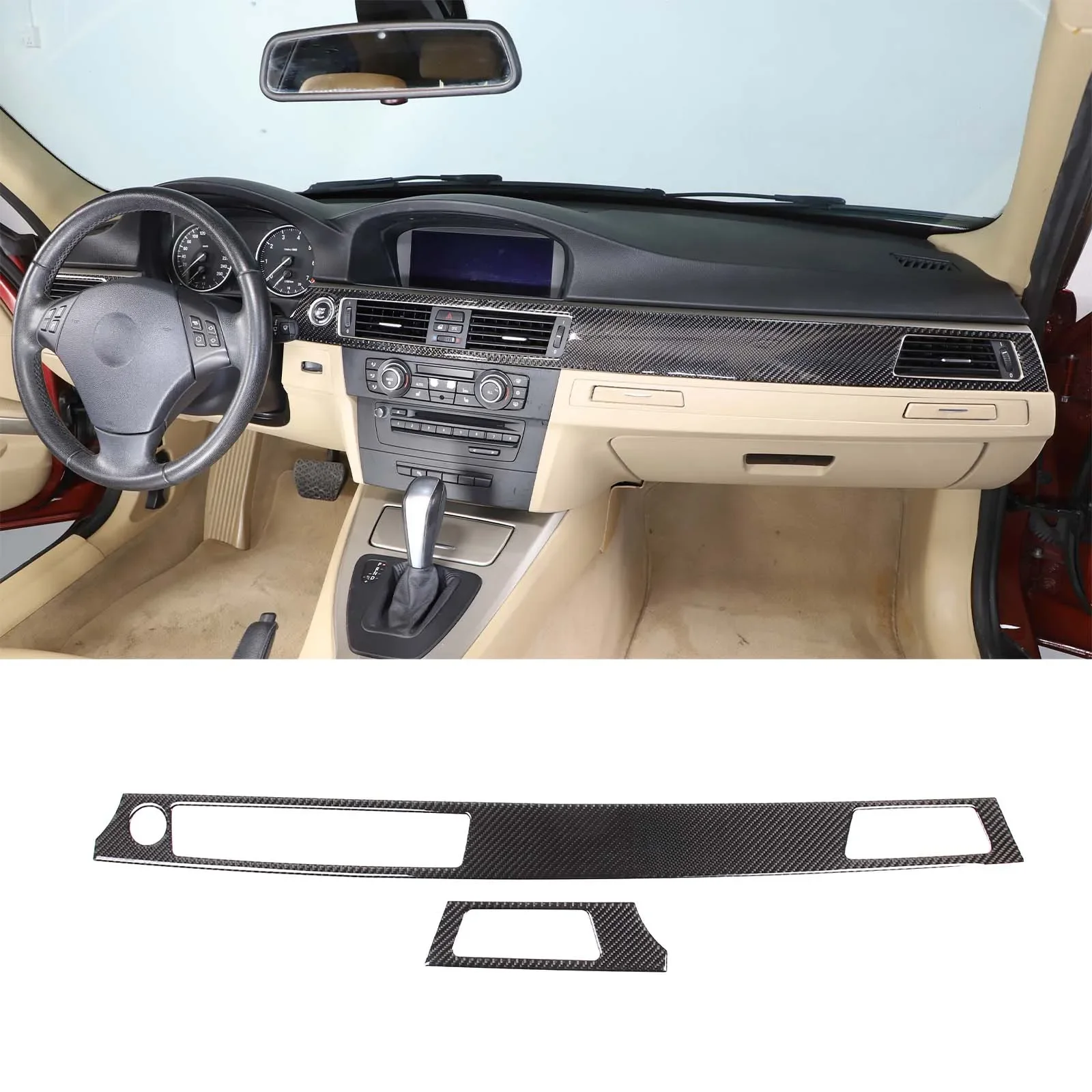 

For BMW 3 Series E90 2005-2012 Soft Carbon Fiber Car Instrument Panel Panel Frame Decorative Sticker Interior Accessories