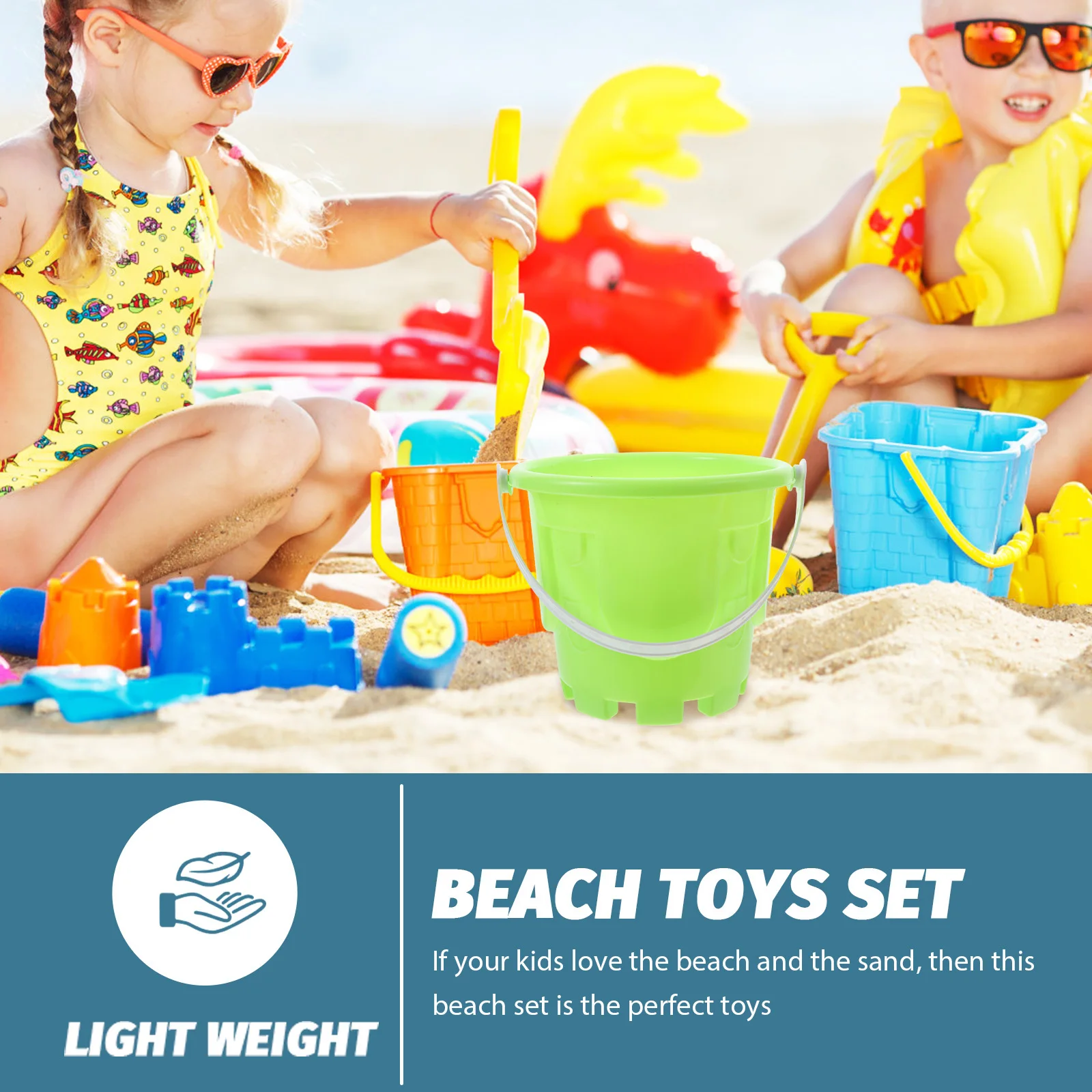 Conjunto de balde de praia para crianças, 4 unidades, castelo de plástico, areia educacional, criatividade, brinquedo de praia infantil, brinquedos de areia para crianças