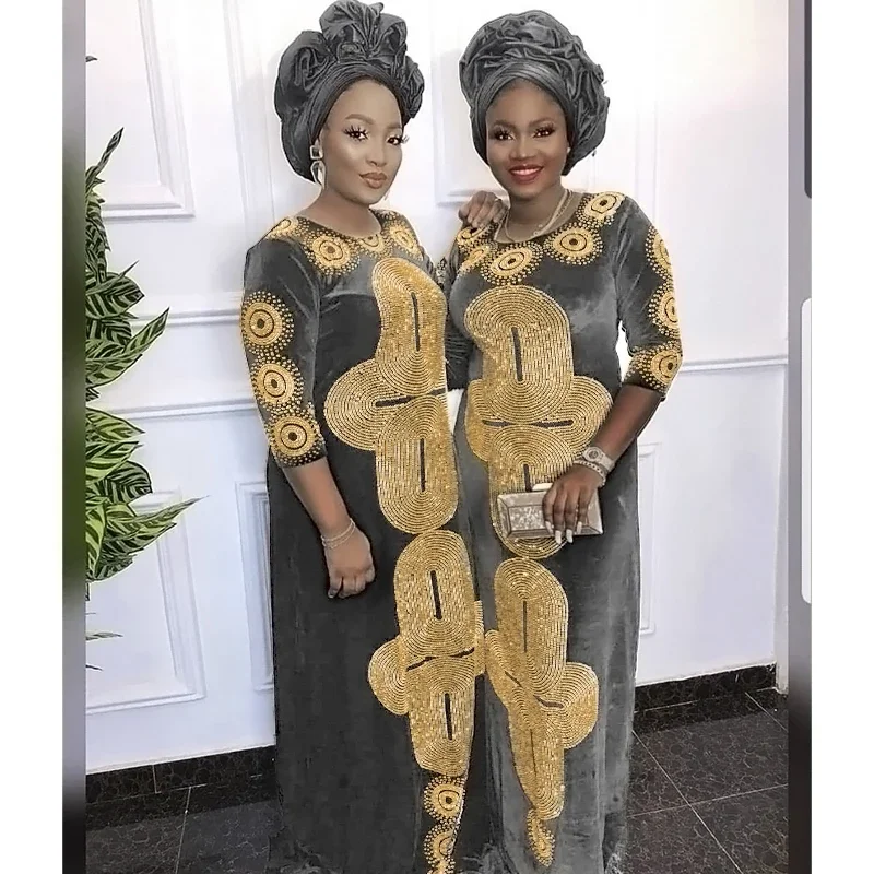 African Dresses For Woman Full Stone Dress Without Scarf