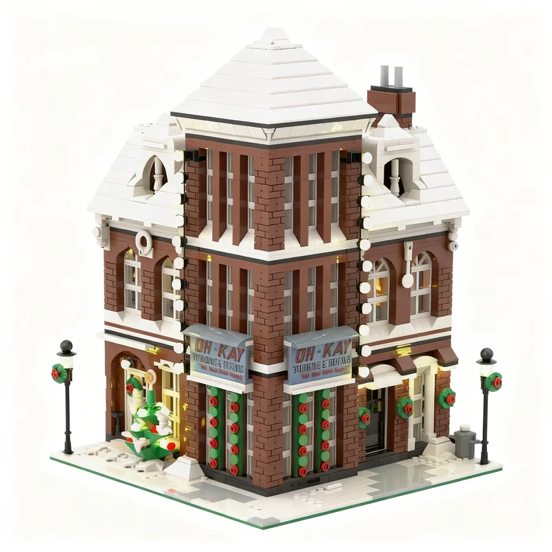 2933pcs MOC Modular Buildings Plumbing & Heating Services - Home Alone Modification Model Building Blocks Christmas Gift Toy 3D