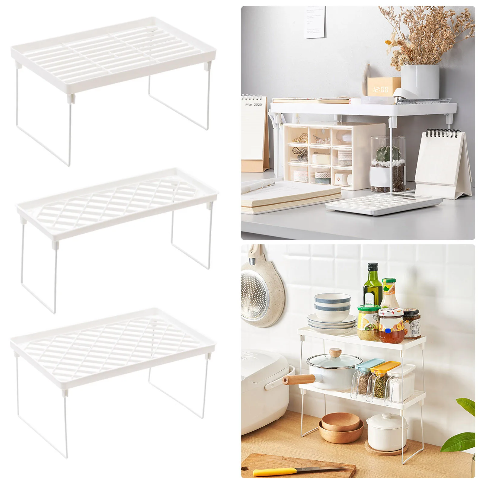 

S/M/L Sizes Expandable Stacking Cabinet Shelf Rack Folding Stackable Counter Rack Organizer Stainless Steel Counter With Drawers