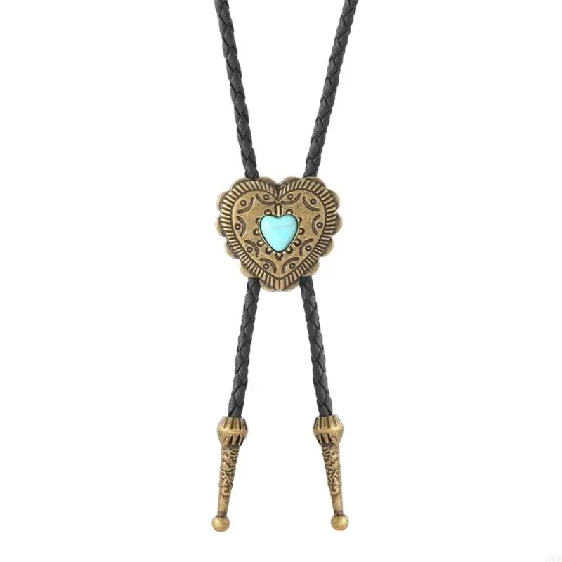 Engraving Stone Bolo Tie Carved Cowboy Necktie Western Bolo Tie for Shirt 