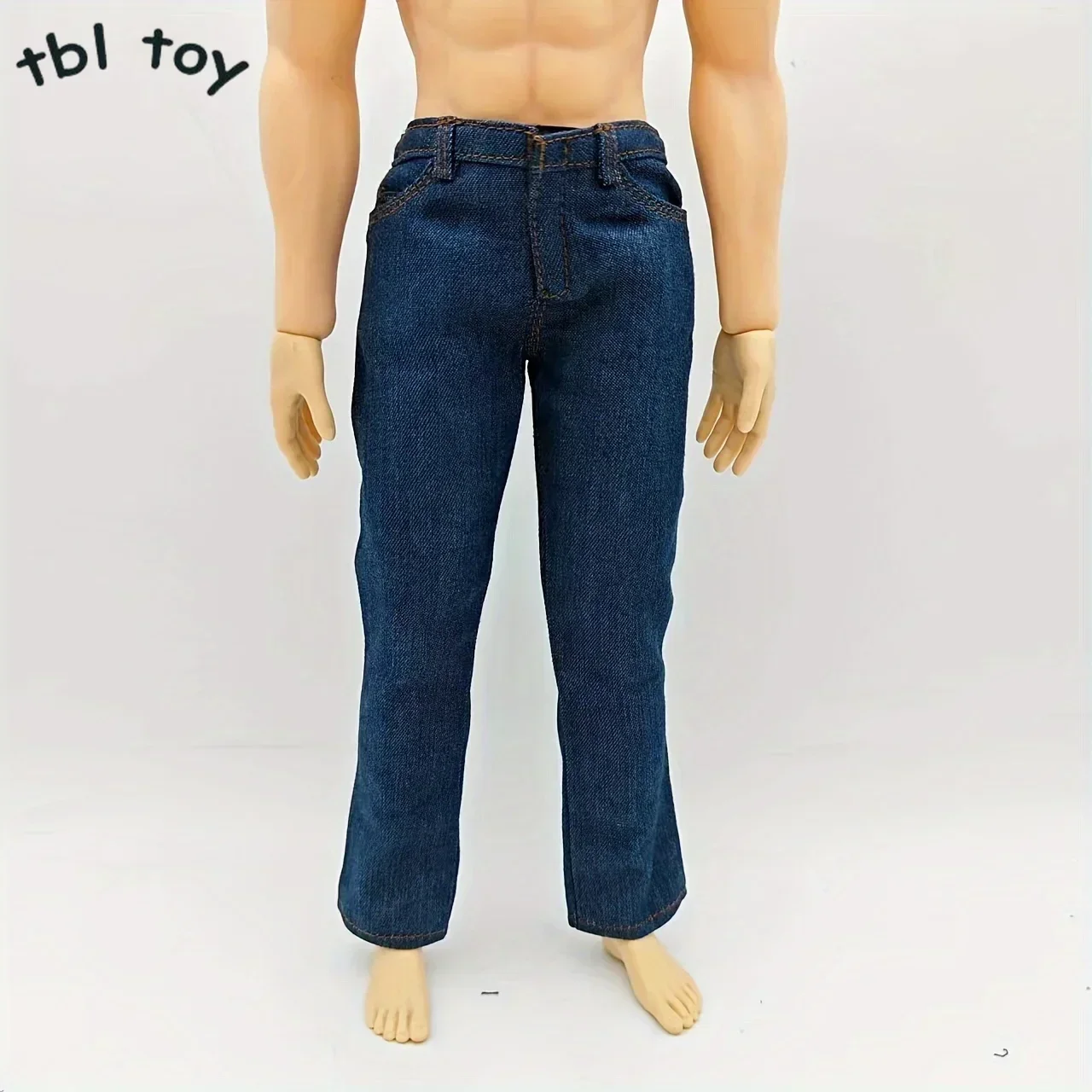 Blue 1/6 Scale Loose Fitting Jeans Model for 12in Male Soldier Gluing Strong Muscle Body Action Figure