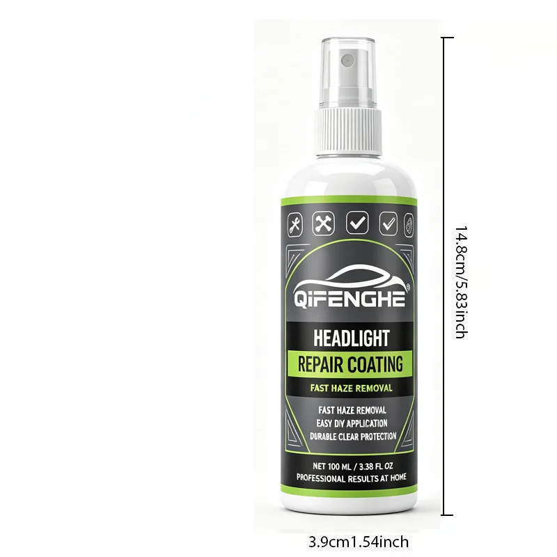 Professional Car Headlight Repair Coating Spray QIFENGHE Fast Foggy Haze Removal Easy DIY Application Long-term Clear Protection