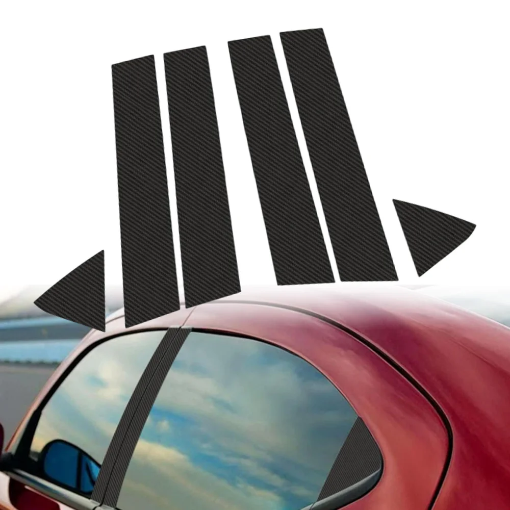 

6Pcs Car Door Window Outer Pillar Posts Trim Covers Sticker Set Carbon Fiber Black For Dodge Charger 2006 2007 2008 2009 2010