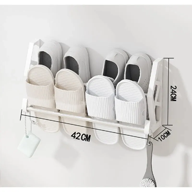 Schoenmaker Organizer Nagelvrij en Gatvrij Schoenenrek Badkamer Slipper Rack Eenvoudige meerlaagse montage Wandgemonteerde opslag Rac
