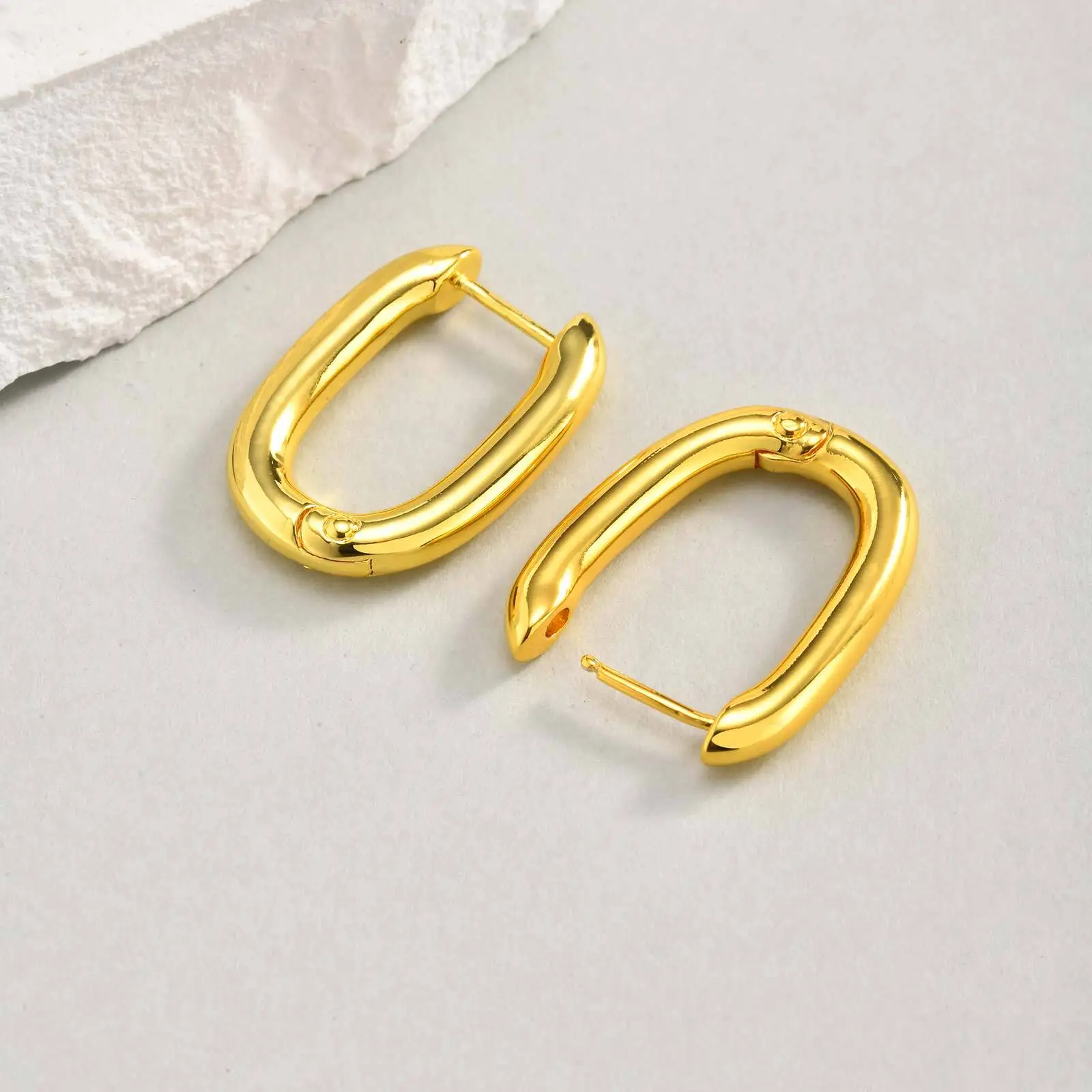 Rectangle Hoop Earr… - image
