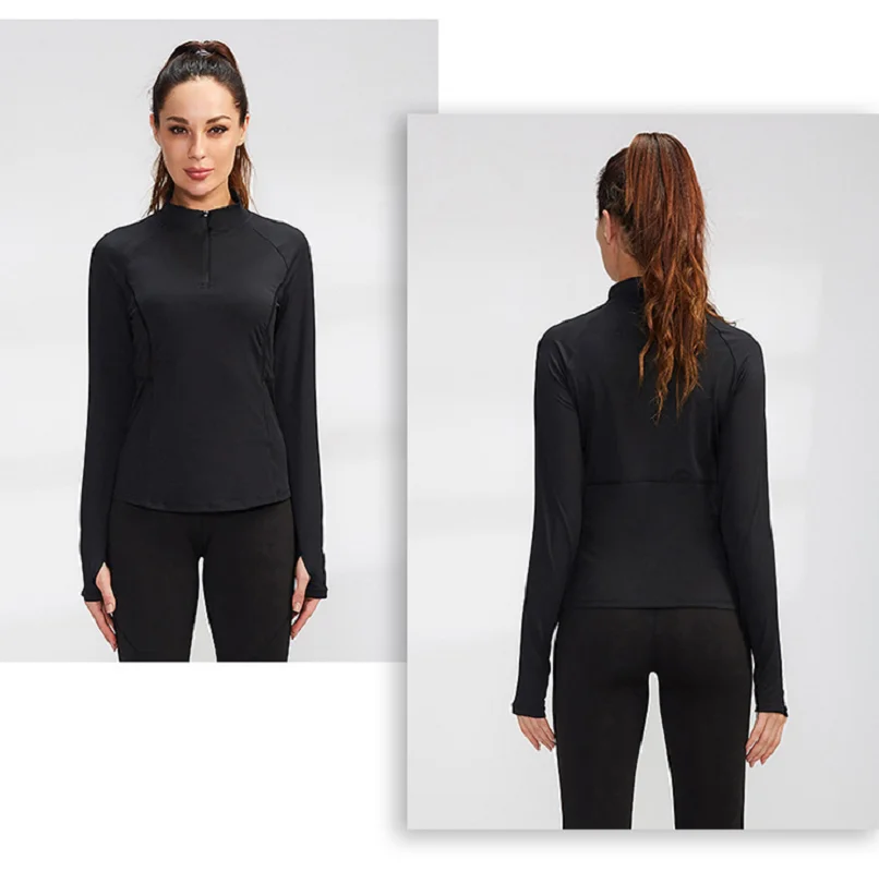 New Women's Fashion Sports Yoga Jacket High Quality Quick Drying Stand Up Collar Hoodie Stretch Slim Running Fitness Coat